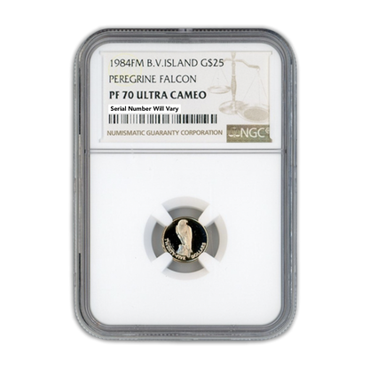 1984 Peregrine Falcon FM B.V. Island G$25 NGC PF70 Ultra Cameo