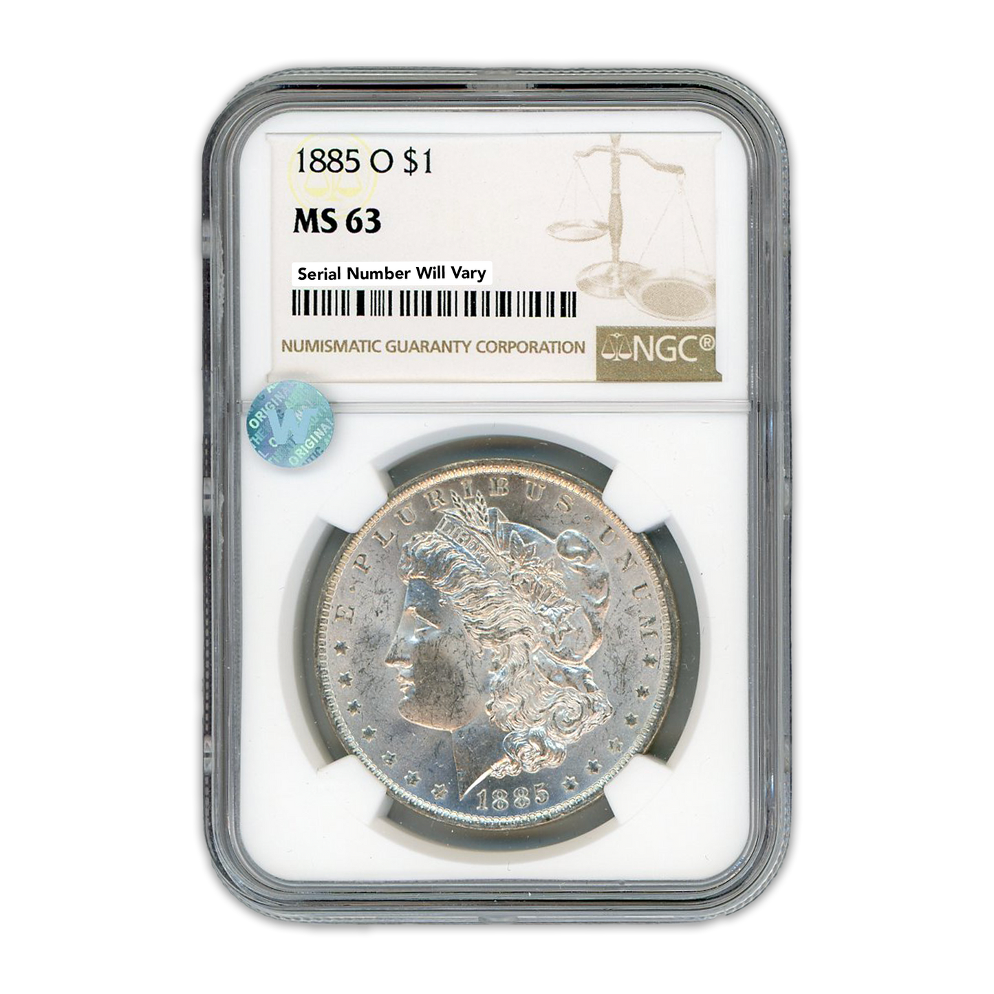 1885 Morgan Silver Dollar New Orleans - NGC MS63 Sight White