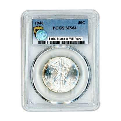 1946 Walking Liberty Silver Half Dollar Philadelphia - PCGS MS64 Sight White - CoinsTV