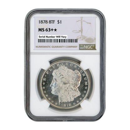 1878 Morgan Silver Dollar Philadelphia 8 Tailfeathers - NGC MS63+*