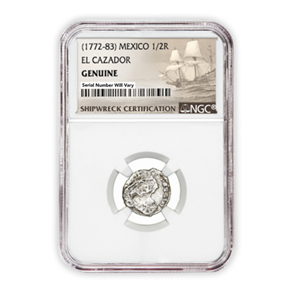 (1772-1783) Mexico 1/2R Silver El Cazador Shipwreck Coin Genuine