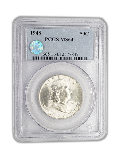 1948 Franklin Silver Half Dollar - Philadelphia PCGS MS64 Sight White