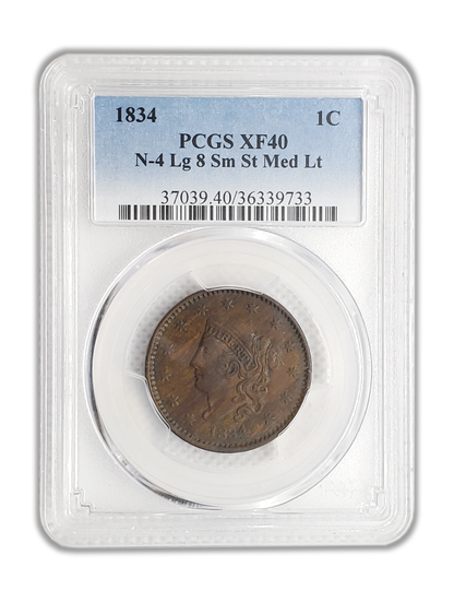 1834 Coronet Head Large Cent - PCGS XF40