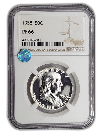 1958 Franklin Silver Half Dollar - NGC PF66 Sight White