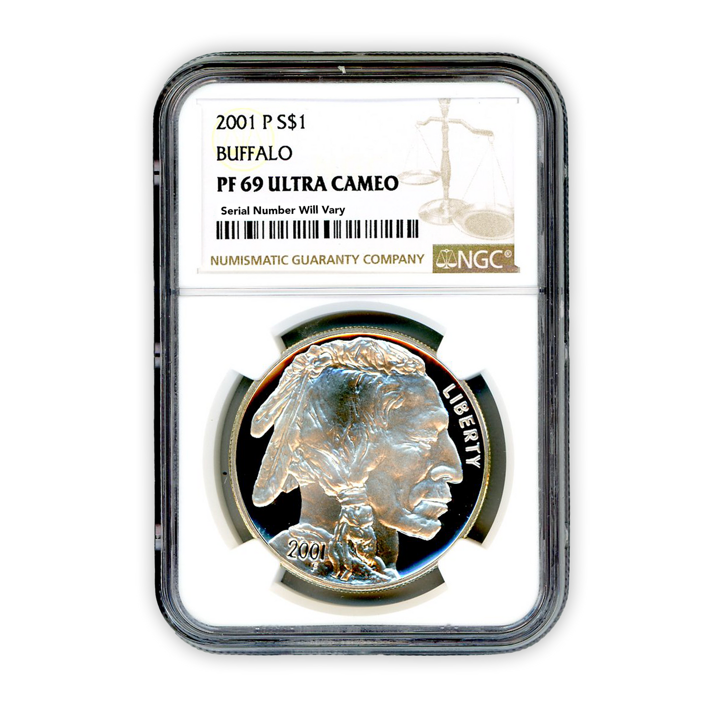 2001 P Buffalo Silver Dollar Philadelphia NGC PF69 Ultra Cameo