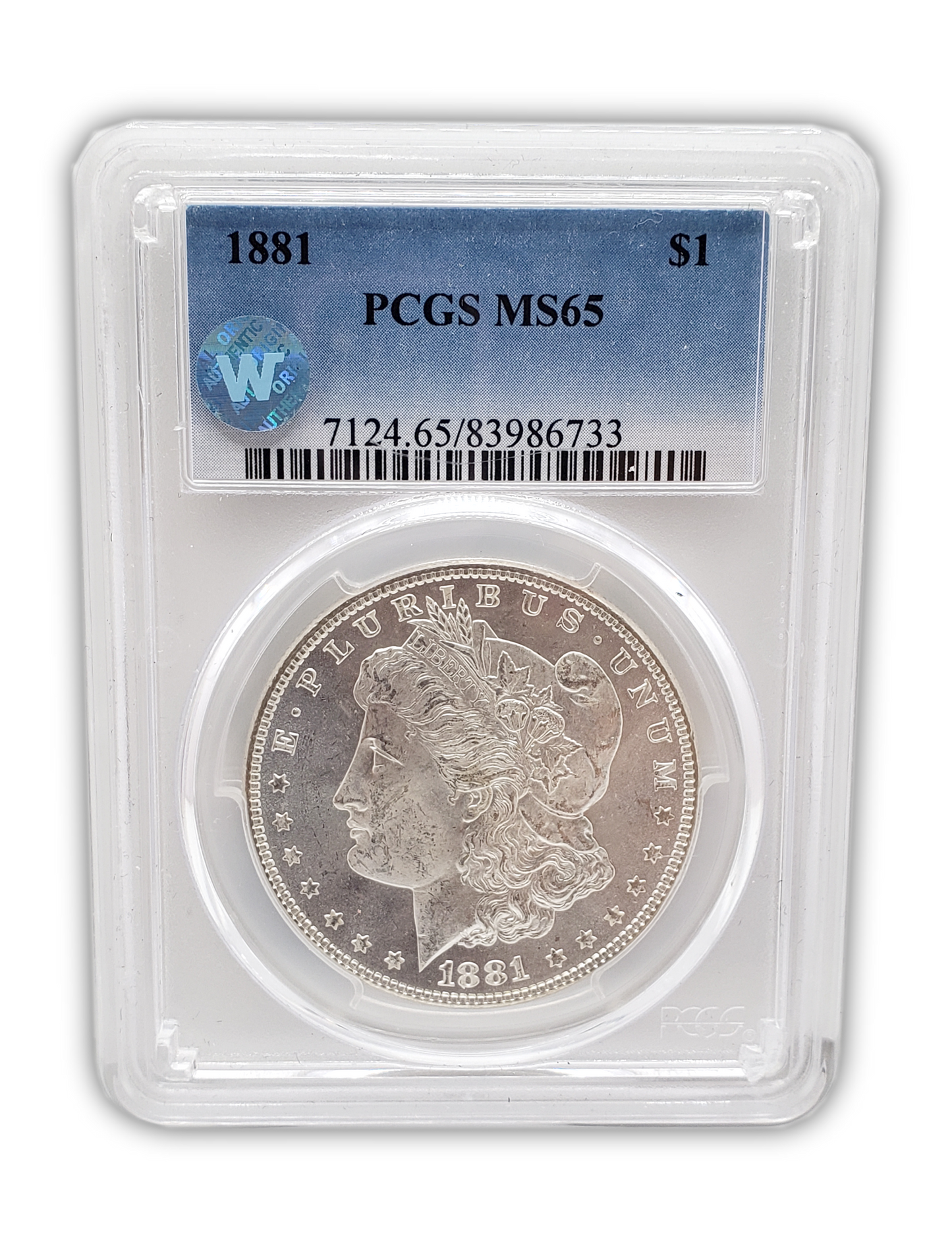 1881 Morgan Silver Dollar Philadelphia - PCGS MS65 Sight White