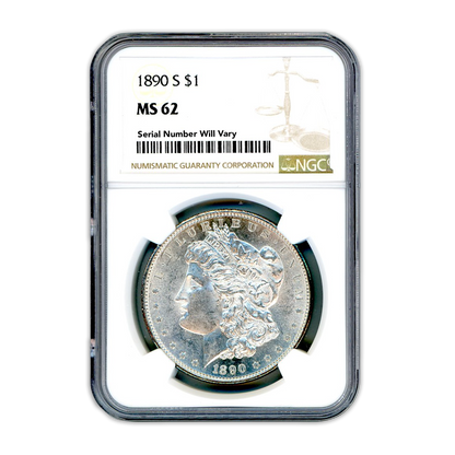 1890 S Morgan Silver Dollar San Francisco -  NGC MS62