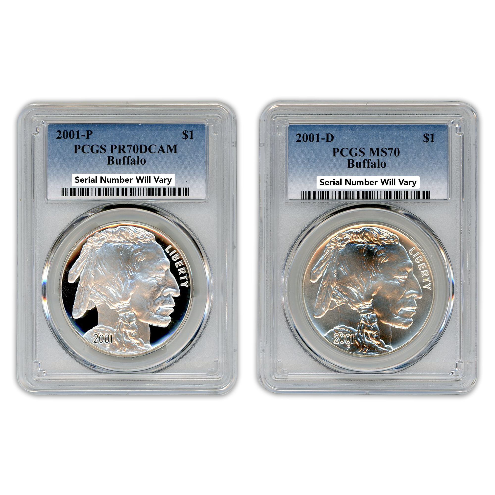 2001 アメリカン バッファロー 1ドル 銀貨 PCGS MS70