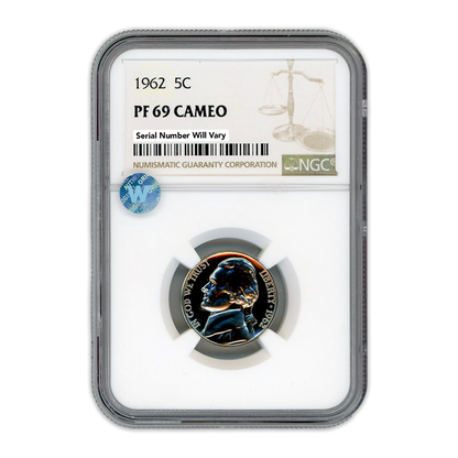 1962 Jefferson Nickel -  NGC PF69 Sight White Cameo