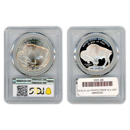 2001 Buffalo Silver Dollar 2 pc Set PCGS PR70