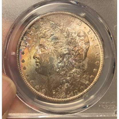 1884 Morgan Silver Dollar Carson City - PCGS MS64 Rainbow Toned