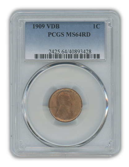 1909 VDB Lincoln Cent Philadelphia - PCGS MS64 RD