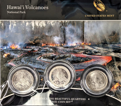 America The Beautiful Quarters - National Park Series Hawaii Volcanoes - Three Coin Set