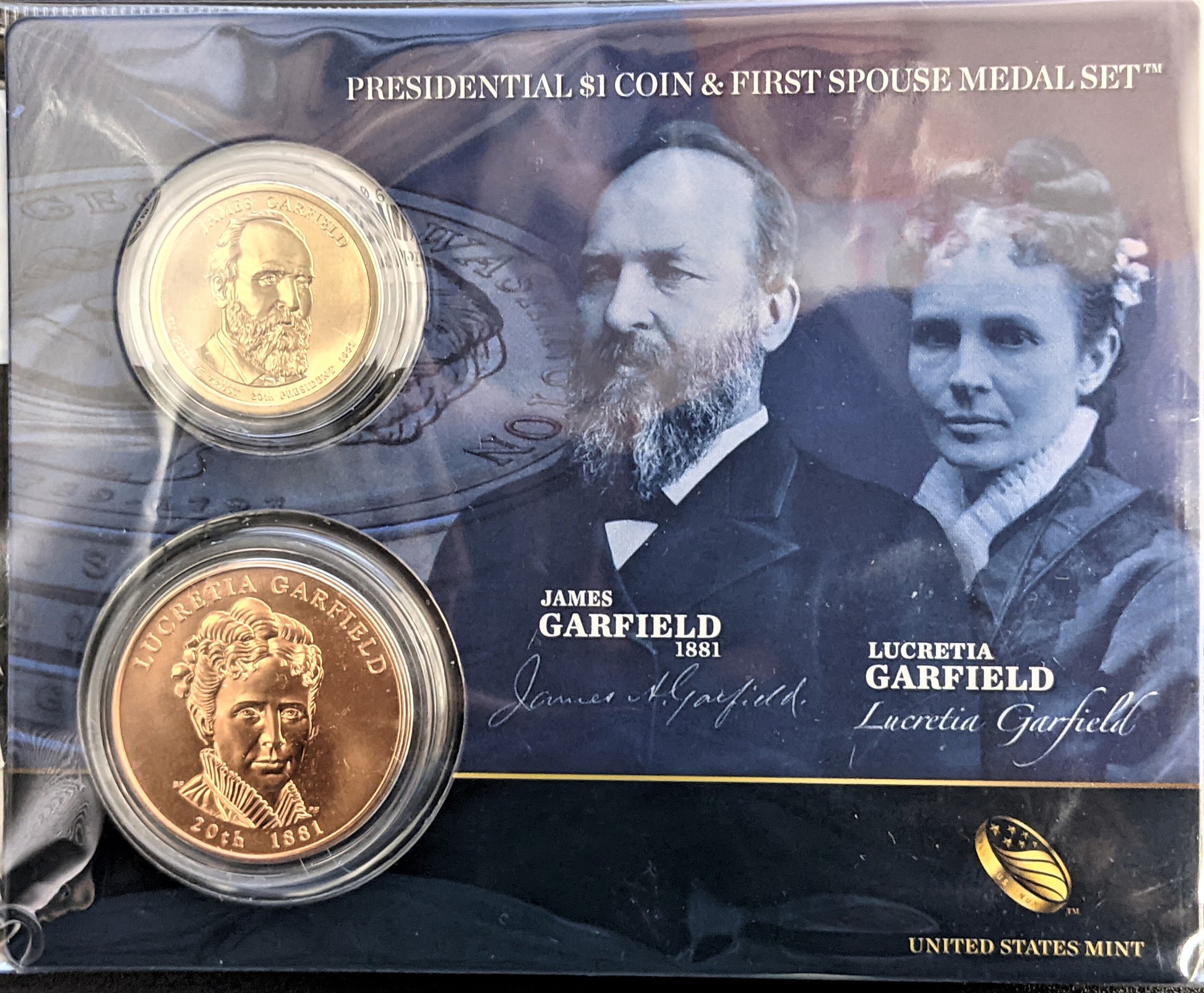 Presidential $1 Coin & First Spouse Bronze Medal Set - James Garfield - CoinsTV