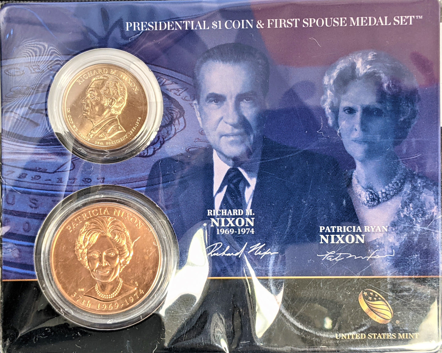 Presidential $1 Coin & First Spouse Bronze Medal Set - Richard Nixon