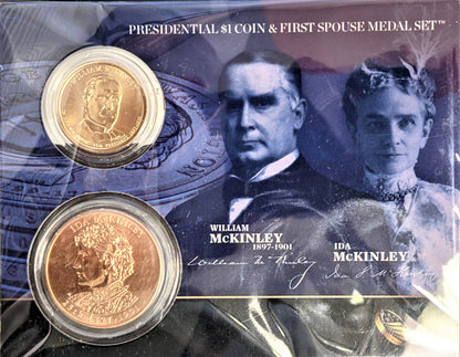 Presidential $1 Coin & First Spouse Bronze Medal Set - William McKinley