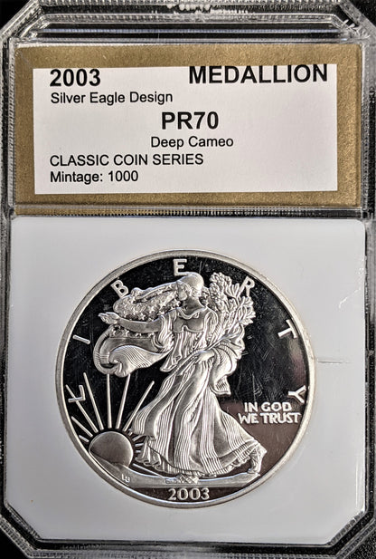 2003 Silver Eagle - Deep Cameo - Classic Coin Series - PCI PR70