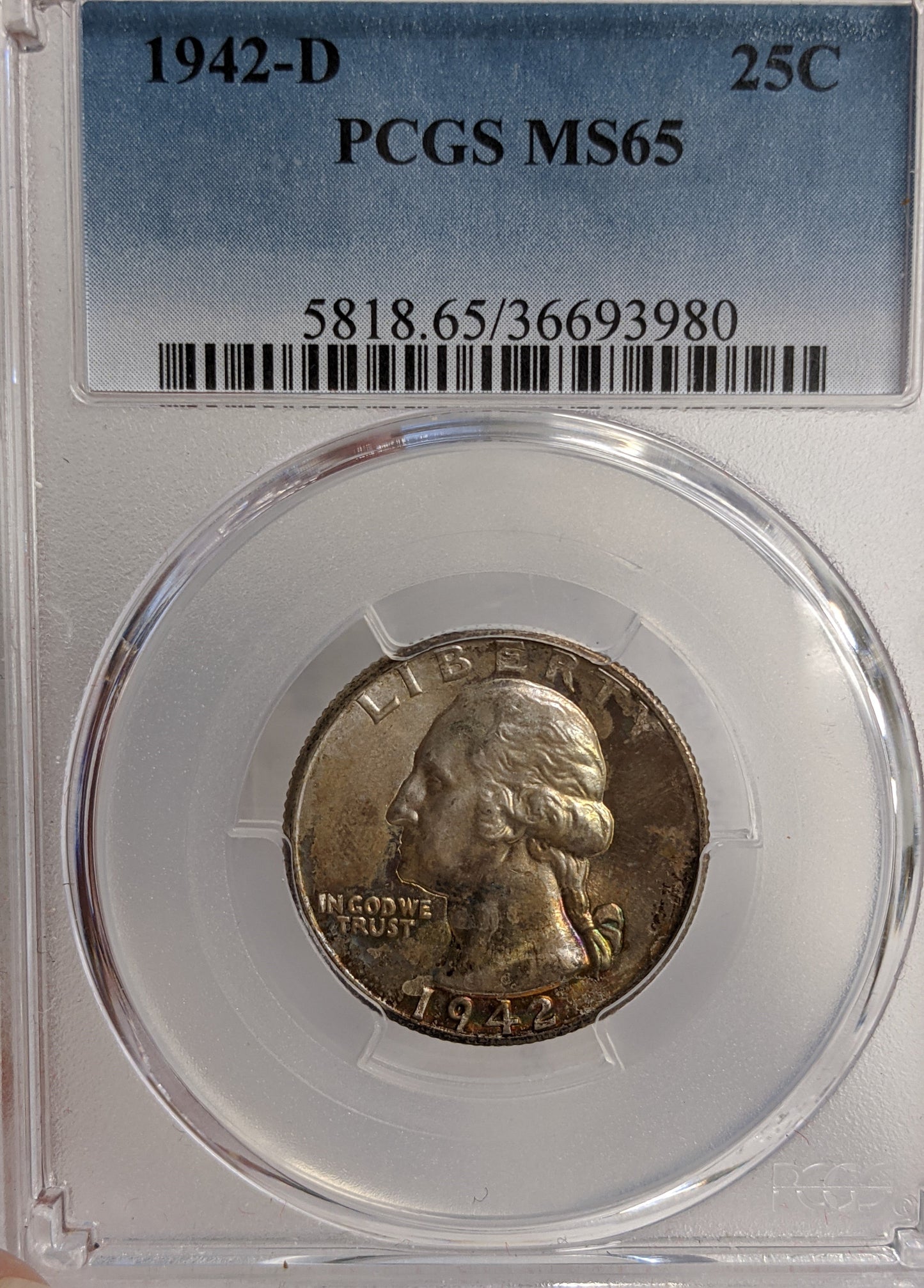 1942 D Washington Silver Quarter PCGS MS65 - Denver