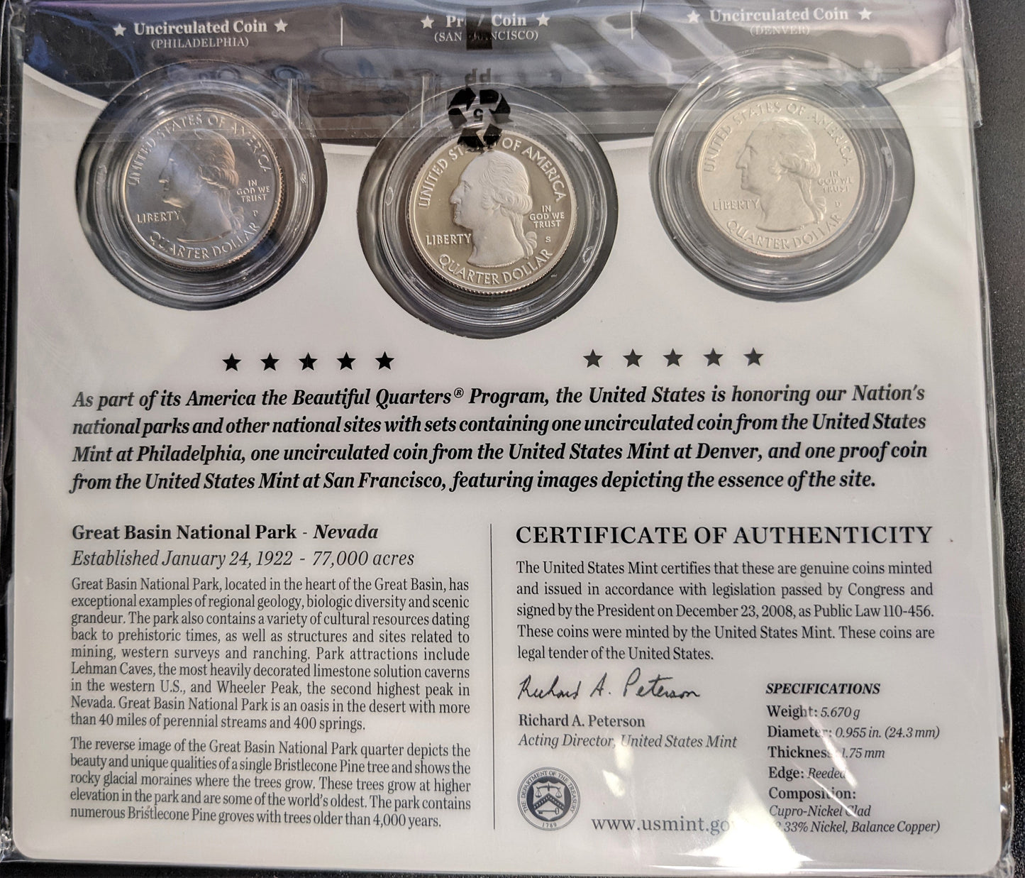 America The Beautiful Quarters - National Park Series Great Basin - Three Coin Set - CoinsTV