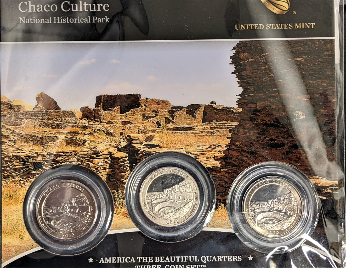 2012 America The Beautiful Quarters - National Historic Park Chaco Culture - Three Coin Set