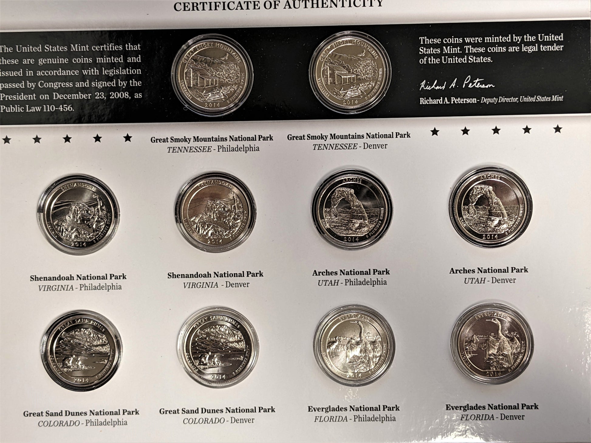 2014 America the Beautiful Quarters - Uncirculated Coin Set - OGP - CoinsTV