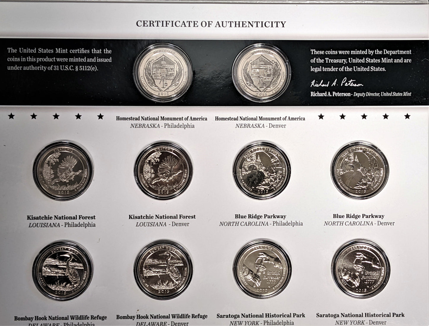 2015 America the Beautiful Quarters - Uncirculated Coin Set - OGP