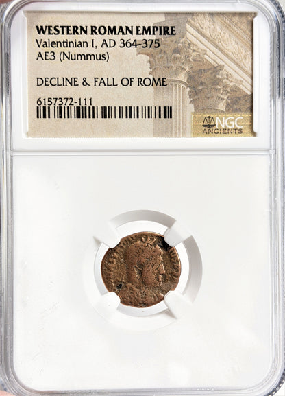 Ancient Roman Bronze Coin - Valentinian II - Decline and Fall - NGC Certified