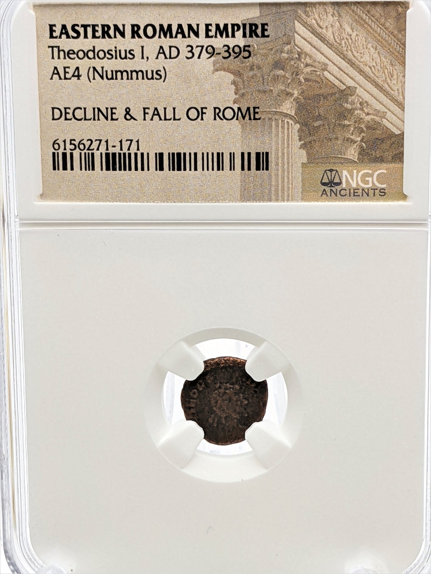 Ancient Roman Bronze Coin - Theodosius I - Decline and Fall - NGC Certified
