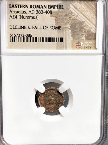 Ancient Roman Bronze Coin - Arcadius - Decline and Fall - NGC Certified