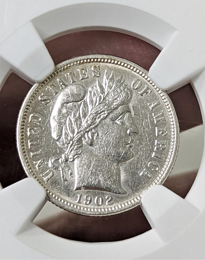1902 O Barber Dime New Orleans NGC AU58
