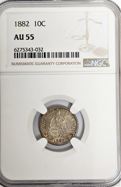 1882 Seated Liberty Dime - NGC AU55