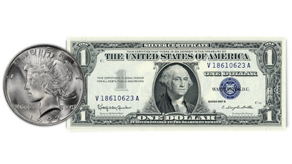 Silver Certificate & Uncirculated Peace Silver Dollar Bundle