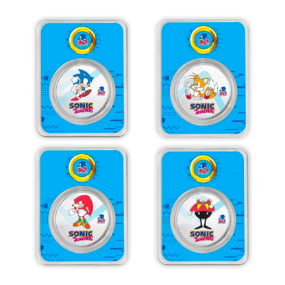 2021 Sonic the Hedgehog - 30th Anniversary - Colorized Set - 1 Oz Silver