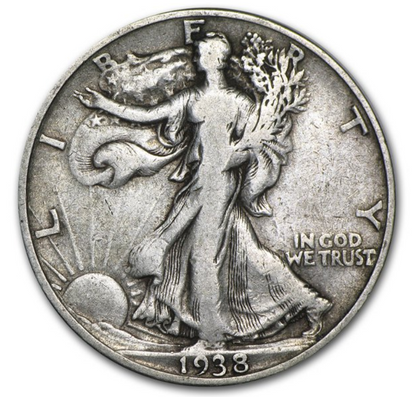 1938 D Walking Liberty Silver Half Dollar Denver - Circulated