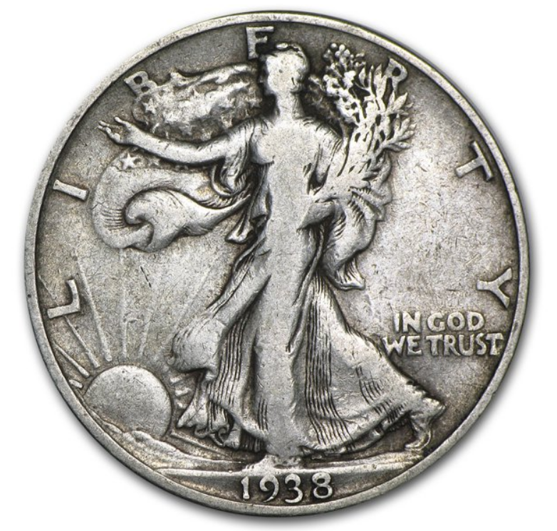 1938 D Walking Liberty Silver Half Dollar Denver - Circulated