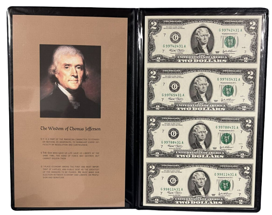 2003A $2 Uncut Sheet of 4 with Certificate & Folder