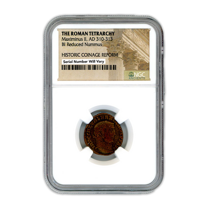 Ancient Roman Bronze Coin - Maximinus II- Historic Coinage Reform-  NGC Certified