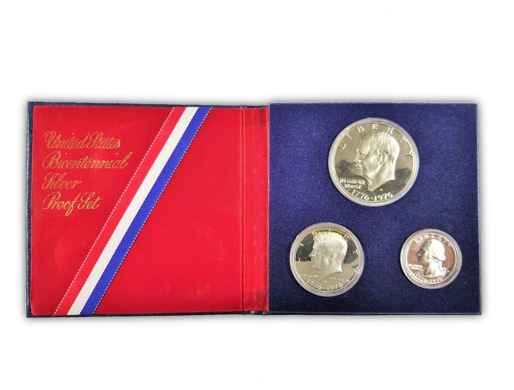 1976 US Proof 3 pc Bicentennial Silver Set - Original Government Packaging