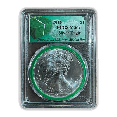 2016 American Silver Eagle -  Business Strike - PCGS MS69 Monster Box Label
