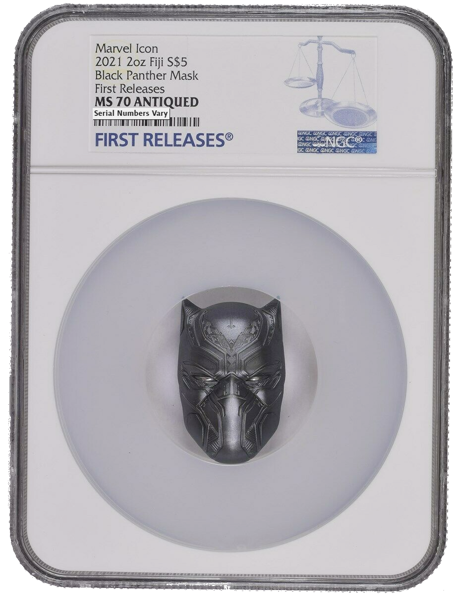 2021 Black Panther Mask 2 Oz Silver - NGC MS70 First Releases
