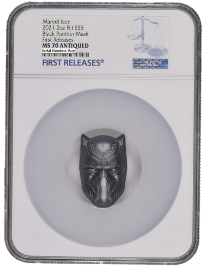 2021 Black Panther Mask 2 Oz Silver - NGC MS70 First Releases