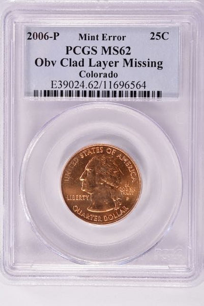 2006 Colorado Quarter - Obverse Missing Clad Layer - PCGS MS62 Red