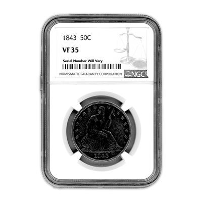 1843 Seated Liberty Half Dollar Philadelphia NGC VF35