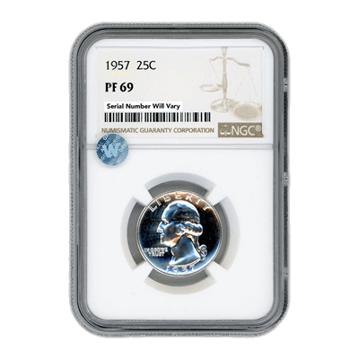 1957 Washington Silver Quarter Philadelphia - NGC PF69 Sight White