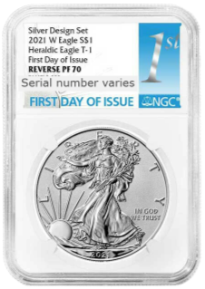 2021 (W) Silver Eagle Designers Set - Heraldic Eagle - Two Piece Set - NGC Reverse Proof PF70 FDOI