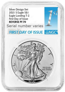 2021 (W) Silver Eagle Designers Set - Heraldic Eagle - Two Piece Set - NGC Reverse Proof PF70 FDOI