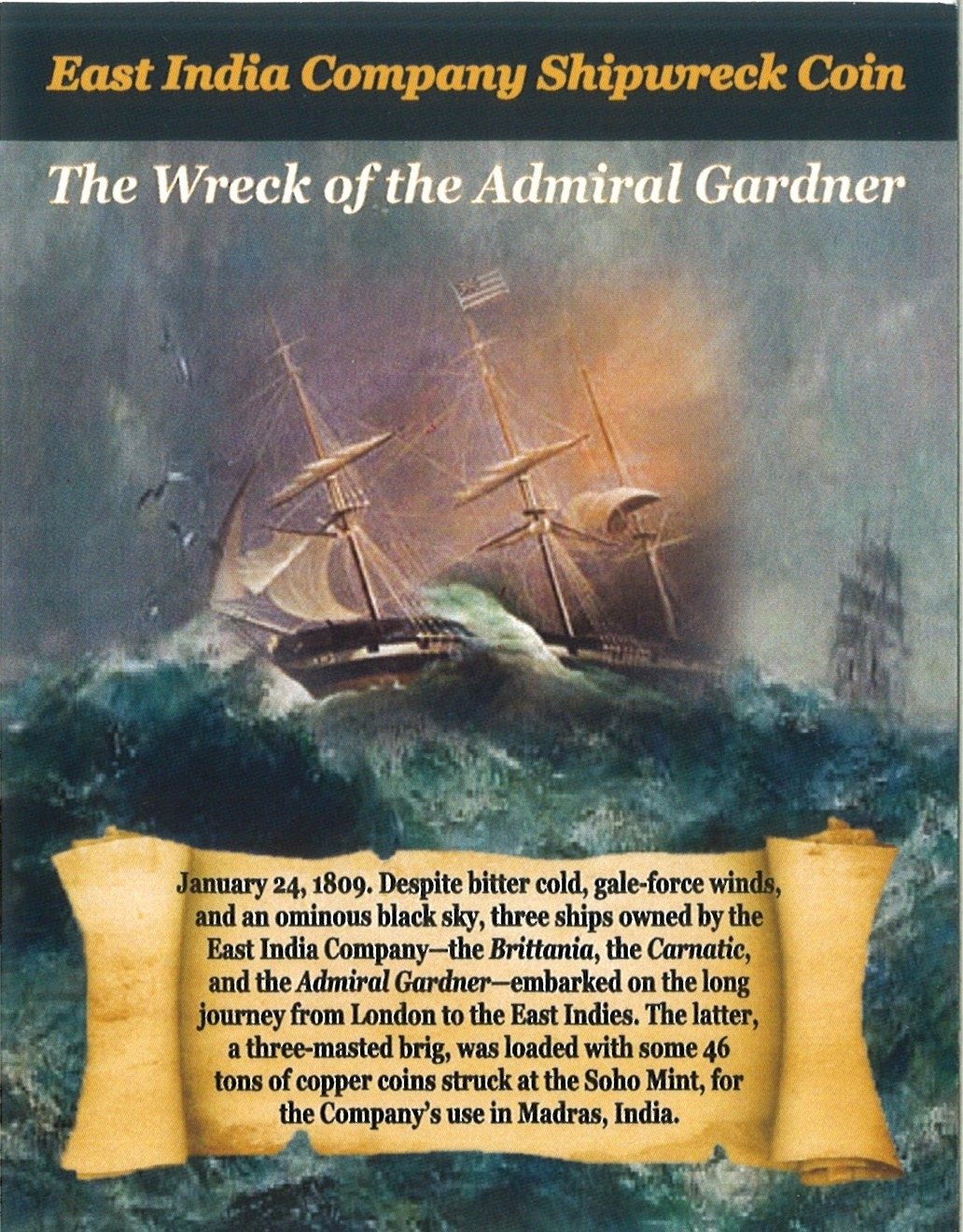 1808 Admiral Gardner Shipwreck Treasure 10 Cash Coin - NGC Certified