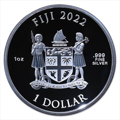 2022 Fiji Blue Marble Dome shape .999 Silver Coloured  Proof  Coin