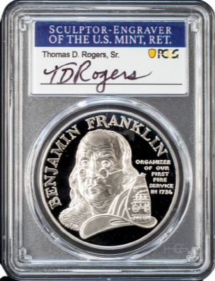 1992 $1 Benjamin Franklin Fire Service Commemorative - PCGS PR69DCAM - Thomas D Rogers Signature