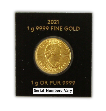 2021 Maplegram 1 gram .9999 Fine Gold - Royal Canadian Mint